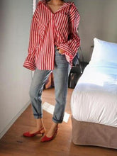Loose Red Striped Comfortable Shirt